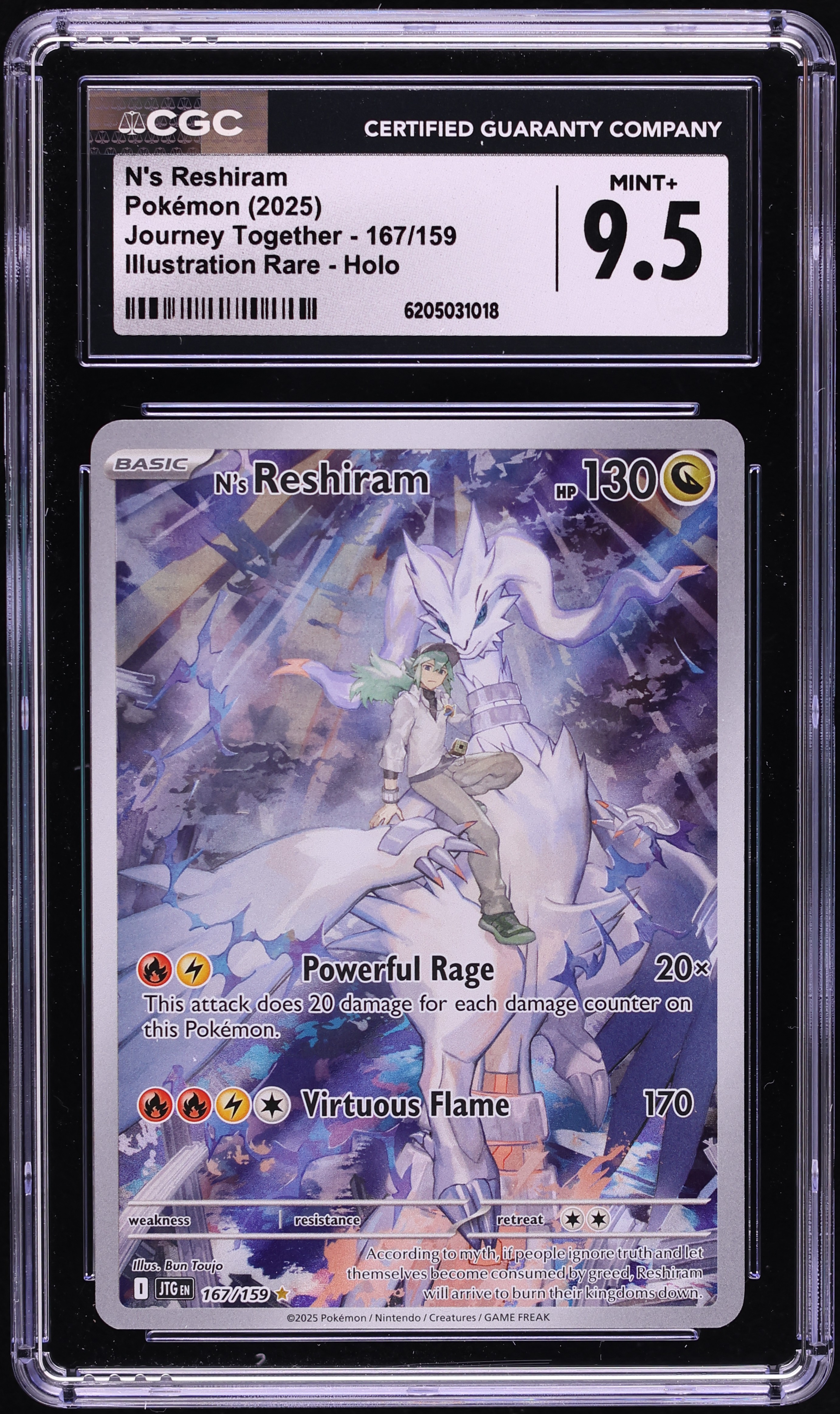 2025 Pokemon Scarlet & Violet Journey Together IR N's Reshiram #167 CGC 9.5 MINT+