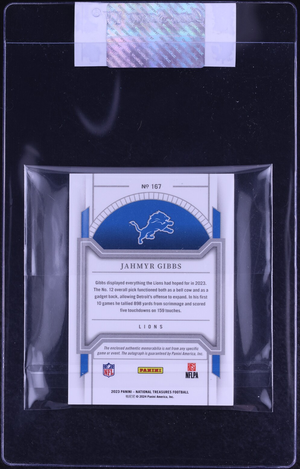 2023 National Treasures Green Jahmyr Gibbs ROOKIE PATCH AUTO /26 #167 CGC AUTH