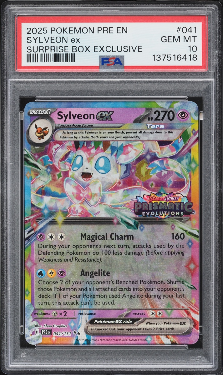 2025 Pokemon Scarlet & Violet Prismatic Evolutions Surprise Box Sylveon EX #41 PSA 10 GEM MINT
