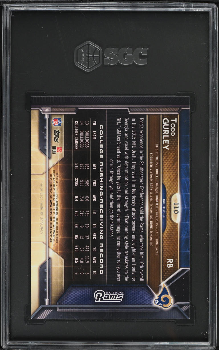 2015 Topps Chrome Purple Refractor Todd Gurley ROOKIE #110 SGC 9 MINT