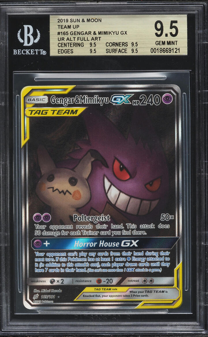 2019 Pokemon Sun & Moon Team Up Gengar & Mimikyu GX #165 BGS 9.5 GEM MINT