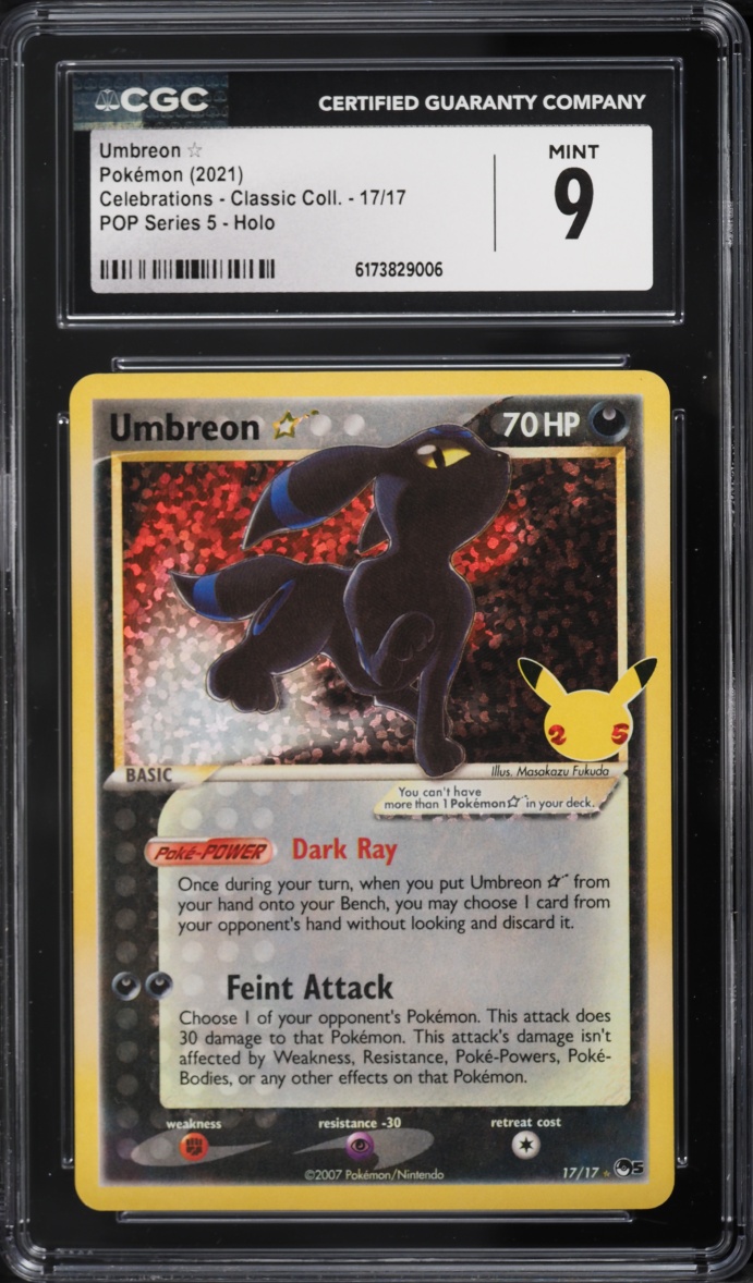 2021 Pokemon Sword & Shield Celebrations Classic Holo Umbreon Gold Star #17 CGC 9 MINT