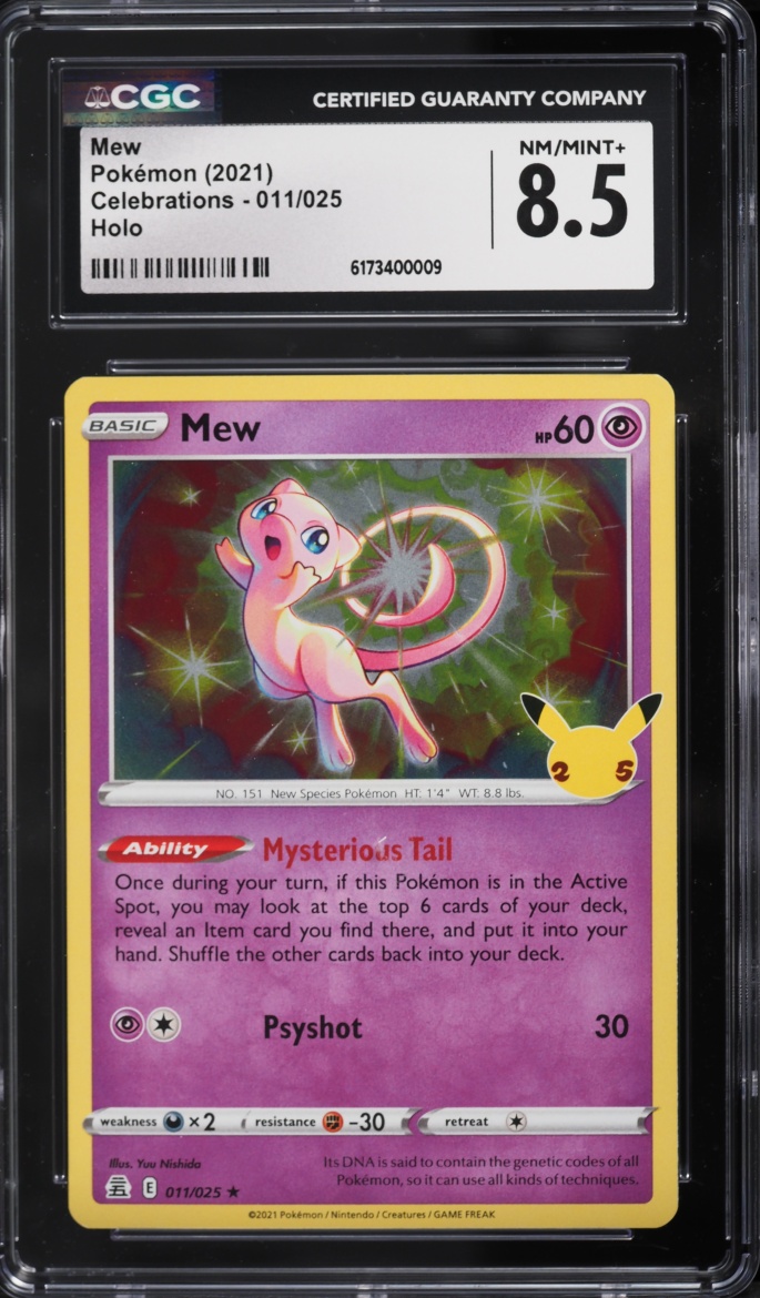 2021 Pokemon Sword & Shield Celebrations Holo Mew #11 CGC 8.5 NM-MT+