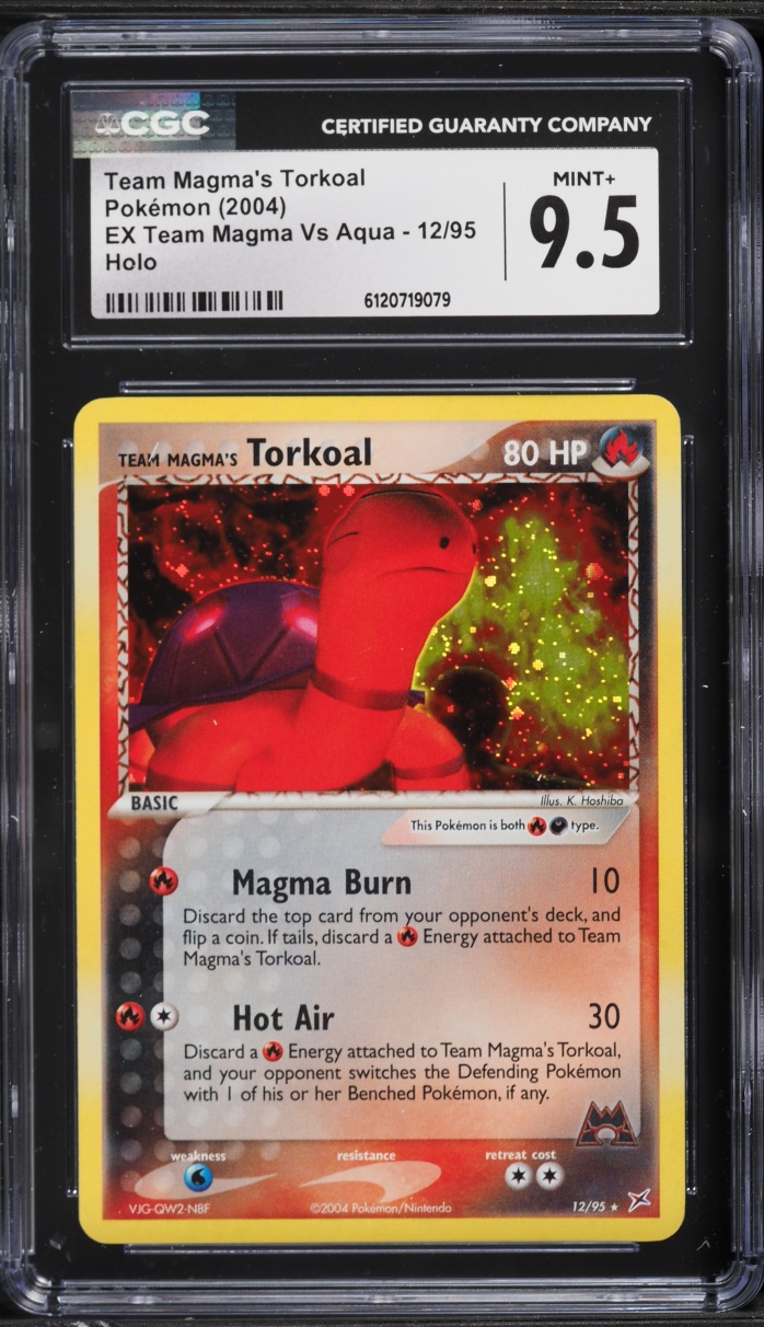 2004 Pokemon EX Team Magma Vs Aqua Holo Team Magma's Torkoal #12 CGC 9.5 MINT+