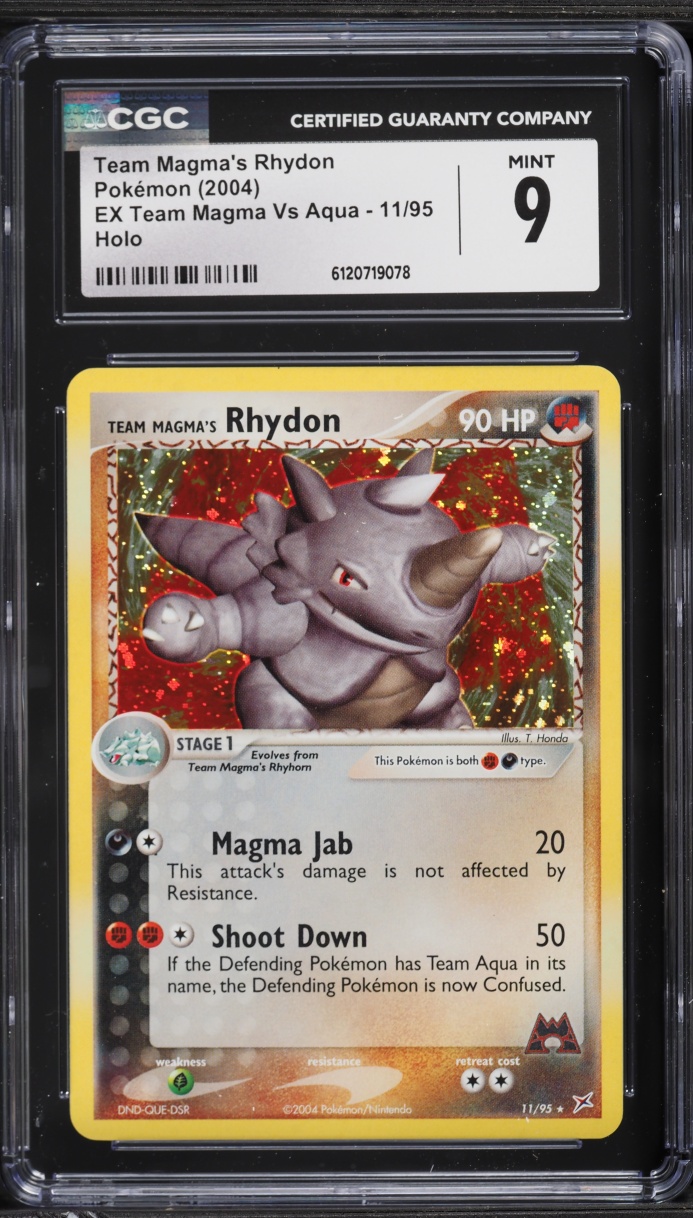 2004 Pokemon EX Team Magma Vs Aqua Holo Team Magma's Rhydon #11 CGC 9 MINT