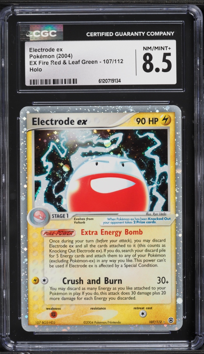 2004 Pokemon EX Fire Red & Leaf Green Holo Electrode EX #107 CGC 8.5 NM-MT+