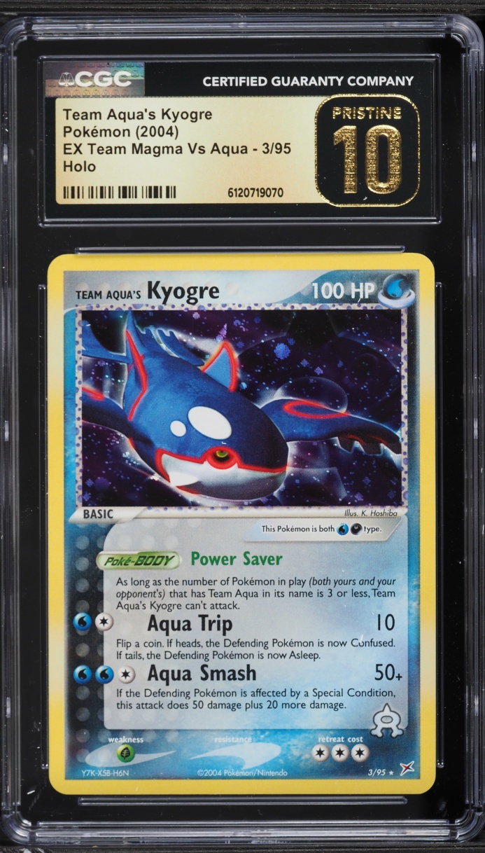 2004 Pokemon EX Team Magma VS Aqua Holo Team Aqua's Kyogre #3 CGC 10 PRISTINE