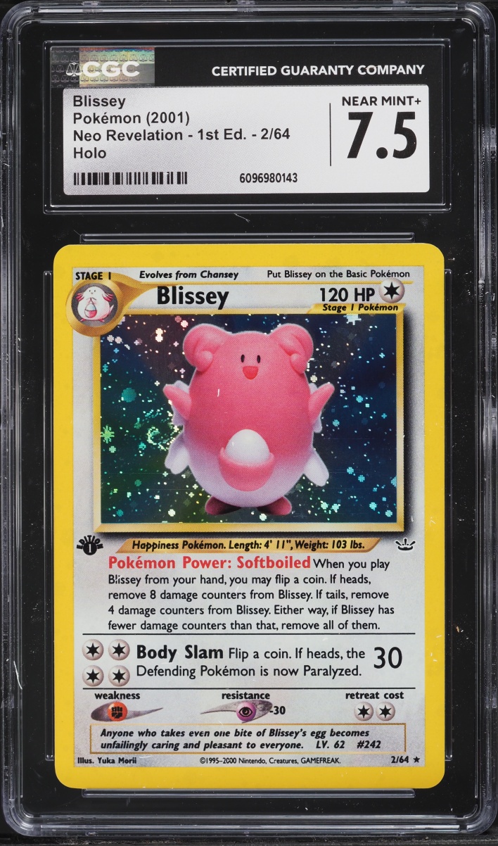 2001 Pokemon Neo Revelation 1st Edition Holo Blissey #2 CGC 7.5 NRMT+