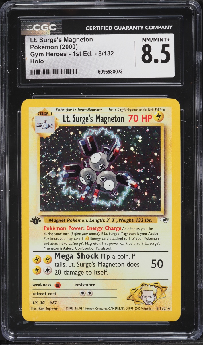 2000 Pokemon Gym Heroes 1st Edition Holo Lt. Surge's Magneton #8 CGC 8.5 NM-MT+