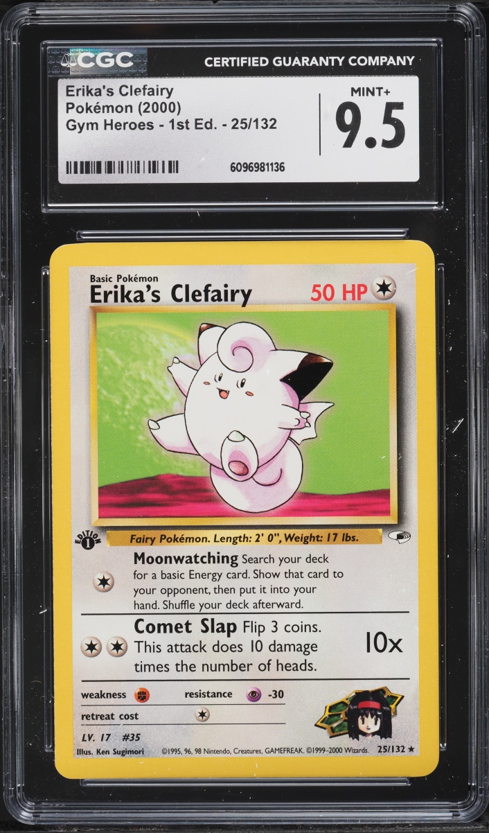 2000 Pokemon Gym Heroes 1st Edition Erika's Clefairy #25 CGC 9.5 MINT+