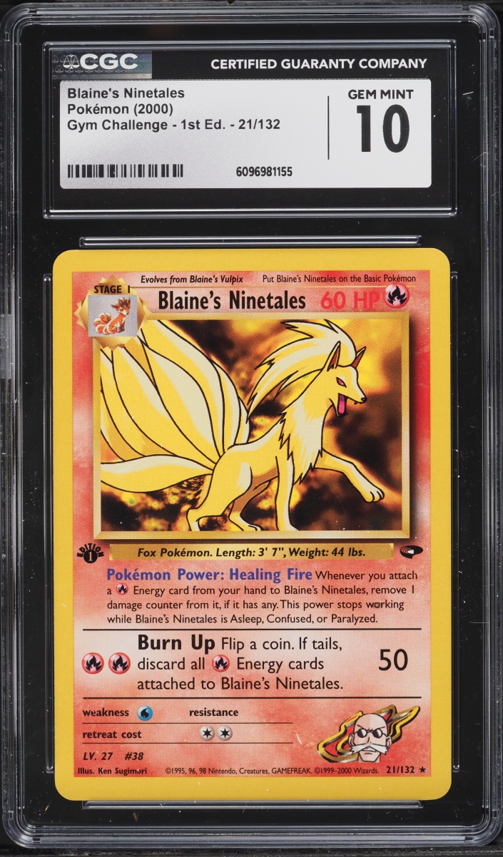 2000 Pokemon Gym Challenge 1st Edition Blaine's Ninetales #21 CGC 10 GEM MINT