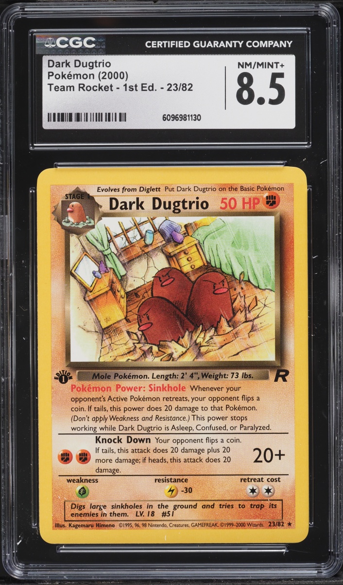 2000 Pokemon Team Rocket 1st Edition Dark Dugtrio #23 CGC 8.5 NM-MT+