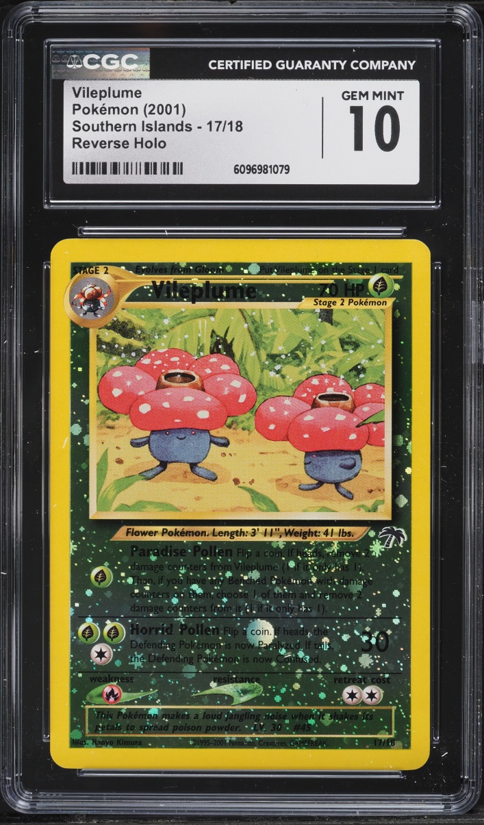 2001 Pokemon Southern Islands Reverse Holo Vileplume #17 CGC 10 GEM MINT