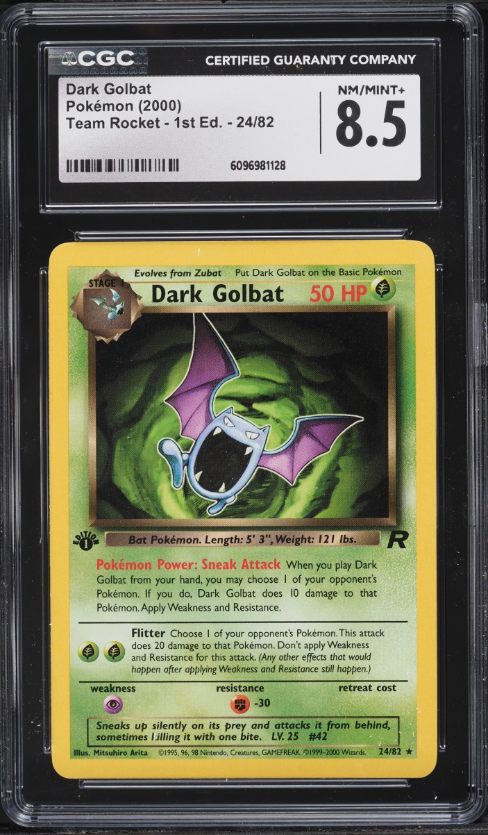 2000 Pokemon Team Rocket 1st Edition Dark Golbat #24 CGC 8.5 NM-MT+