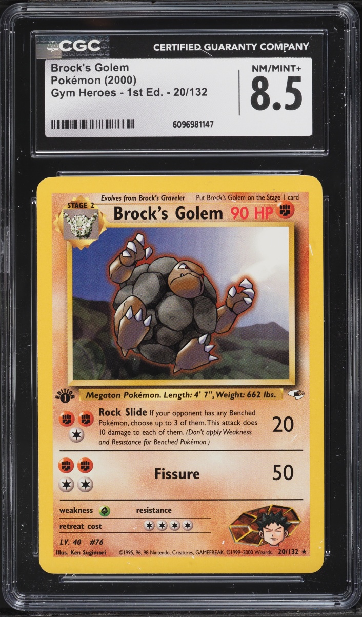 2000 Pokemon Gym Heroes 1st Edition Brock's Golem #20 CGC 8.5 NM-MT+