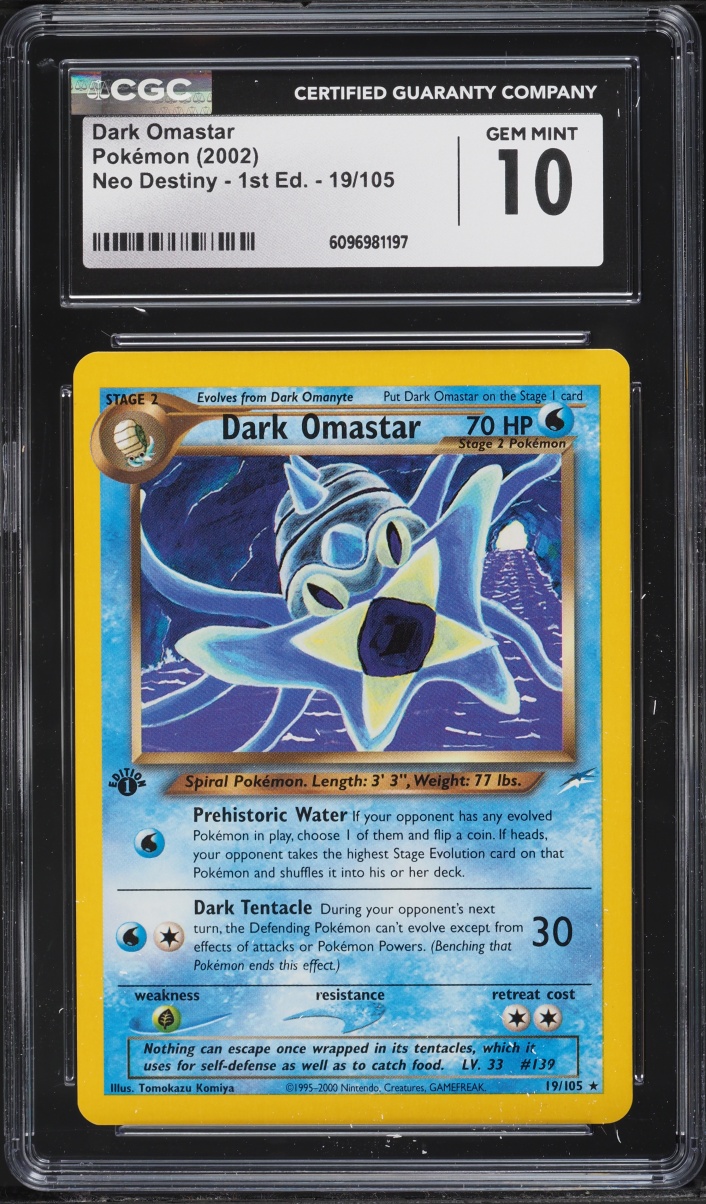 2002 Pokemon Neo Destiny 1st Edition Dark Omastar #19 CGC 10 GEM MINT