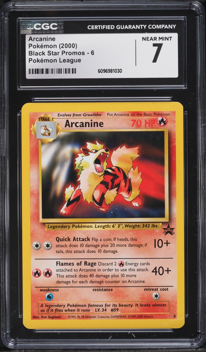 2000 Pokemon League Black Star Promo Arcanine #6 CGC 7 NRMT