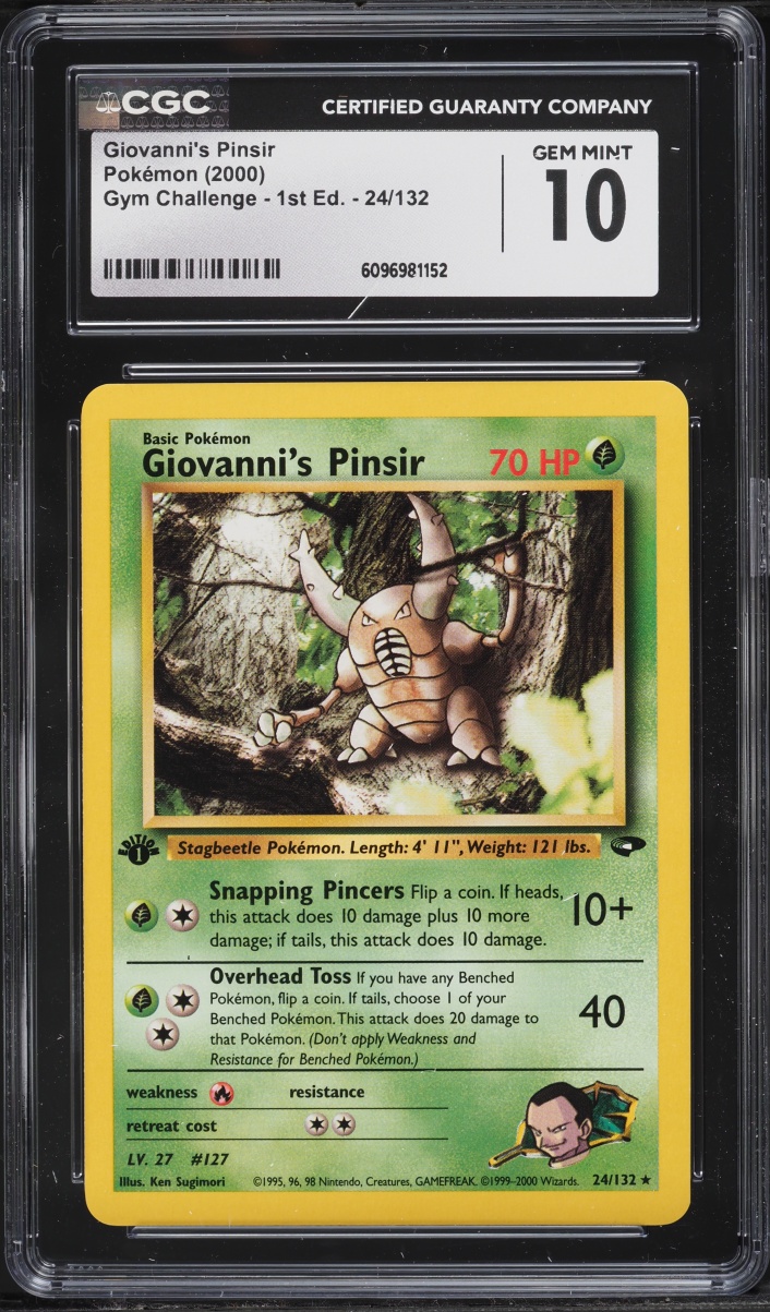 2000 Pokemon Gym Challenge 1st Edition Giovanni's Pinsir #24 CGC 10 GEM MINT