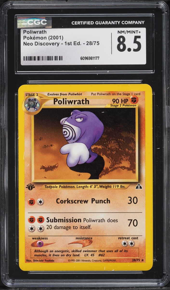 2001 Pokemon Neo Discovery 1st Edition Poliwrath #28 CGC 8.5 NM-MT+