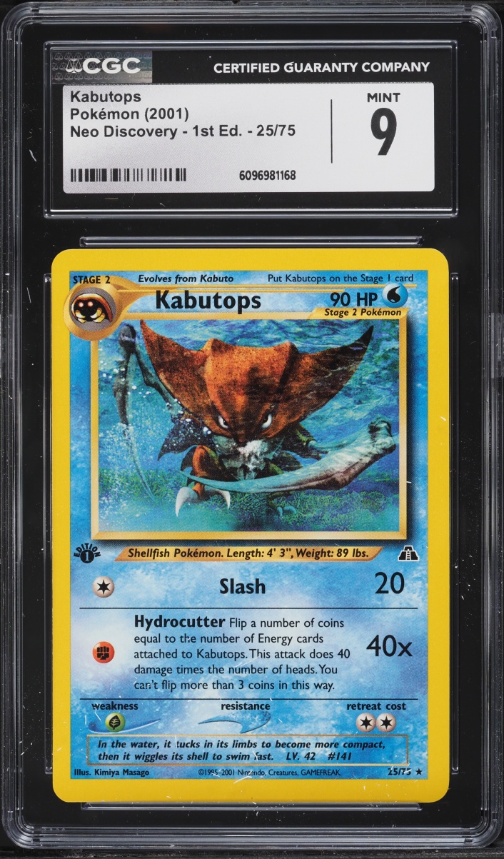 2001 Pokemon Neo Discovery 1st Edition Kabutops #25 CGC 9 MINT