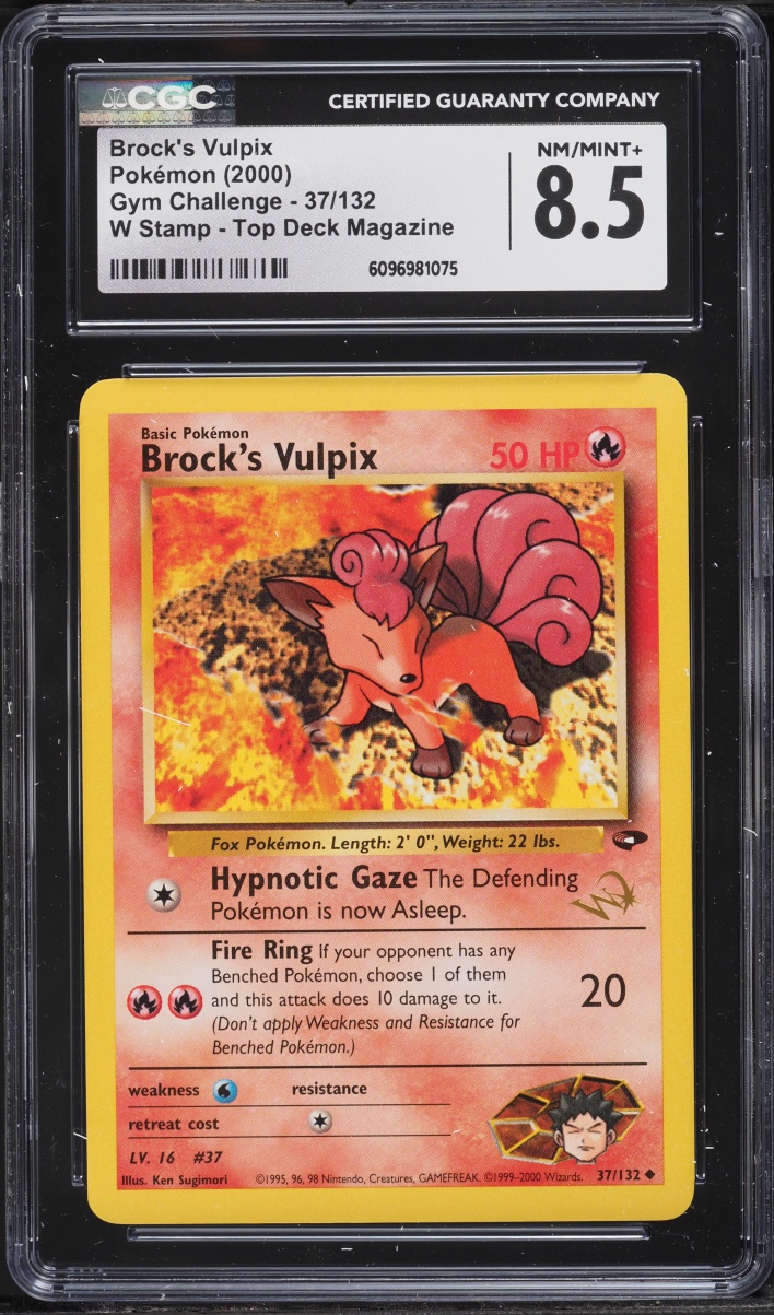 2000 Pokemon Gym Challenge Top Deck Magazine W Stamp Brock's Vulpix #37 CGC 8.5 NM-MT+