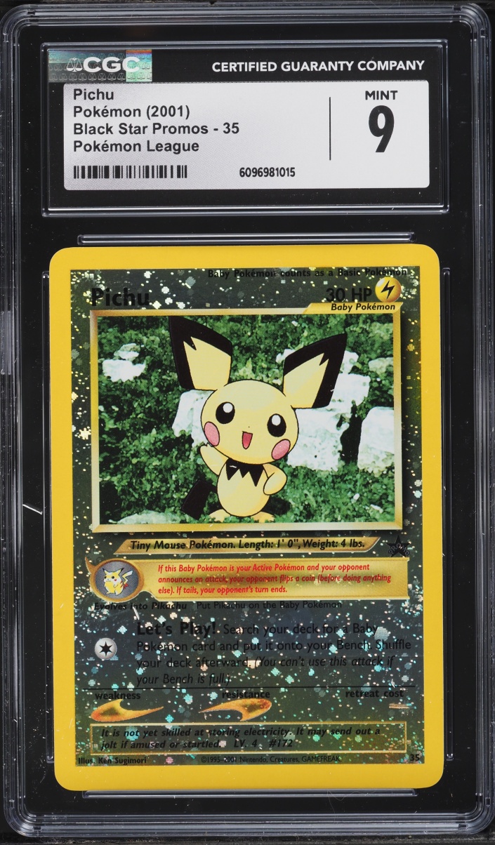 2001 Pokemon League Black Star Promo Pichu #35 CGC 9 MINT