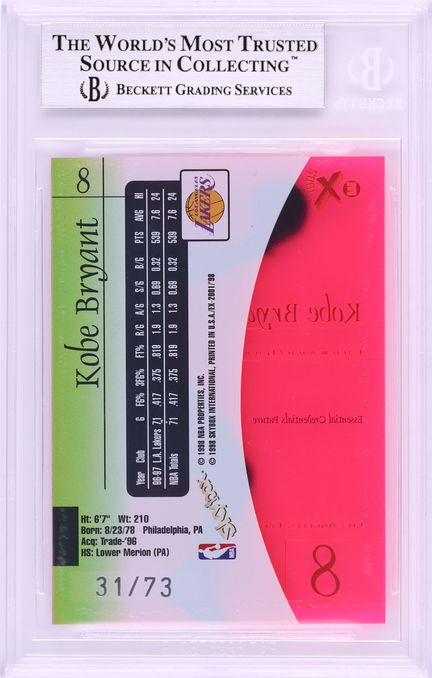 1997 Skybox E-X2001 Essential Credentials Future Kobe Bryant /73 BGS 8.5 NM-MT+ - Photo 2