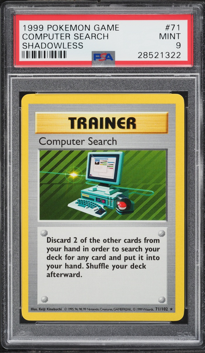 1999 Pokemon Base Set Shadowless Computer Search #71 PSA 9 MINT