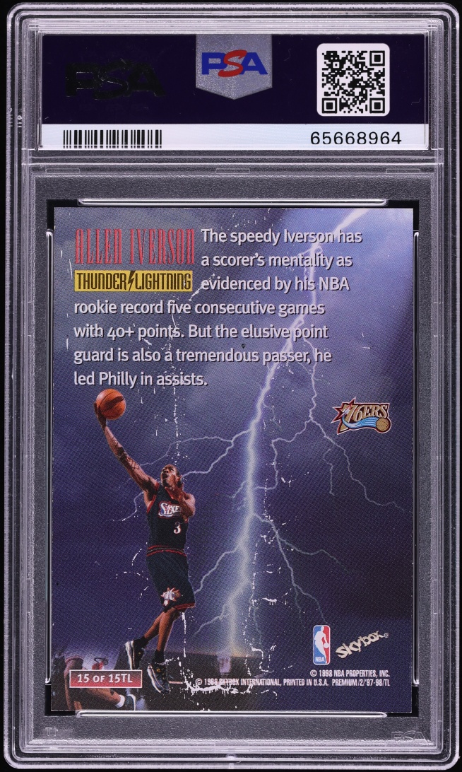 1997 Skybox Premium Thunder & Lightning Allen Iverson #15 PSA 7 NRMT - Photo 2