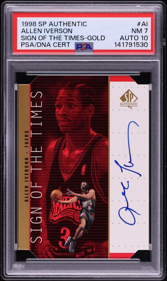 1998 SP Authentic Sign Of The Times Gold Allen Iverson AUTO DNA 10 #AI PSA 7 NRMT