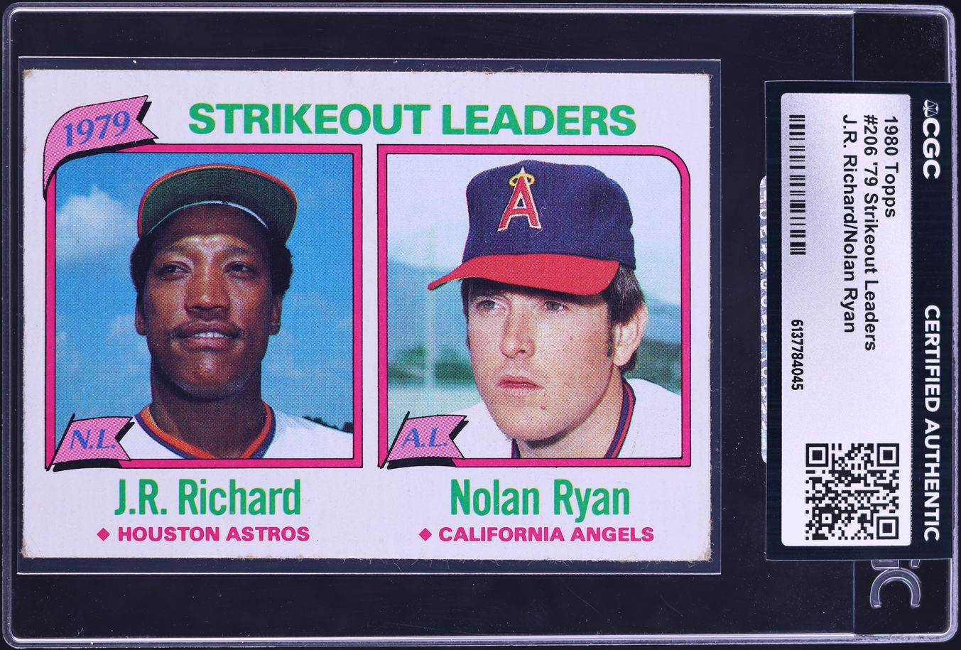 1980 Topps J.R. Richard Nolan Ryan STRIKEOUT LEADERS #206 CGC AUTH