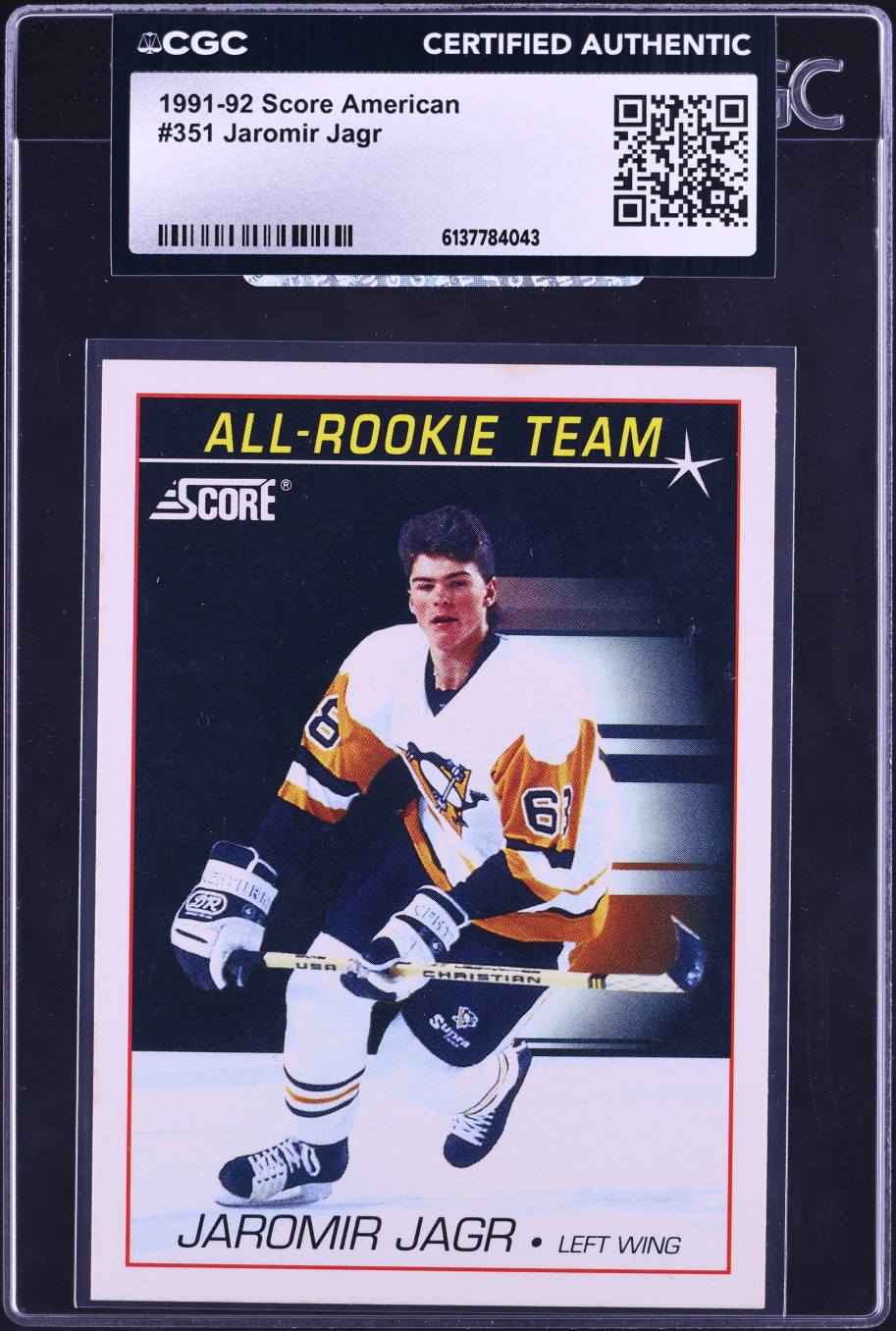 1991 Score American Jaromir Jagr ROOKIE #351 CGC AUTH