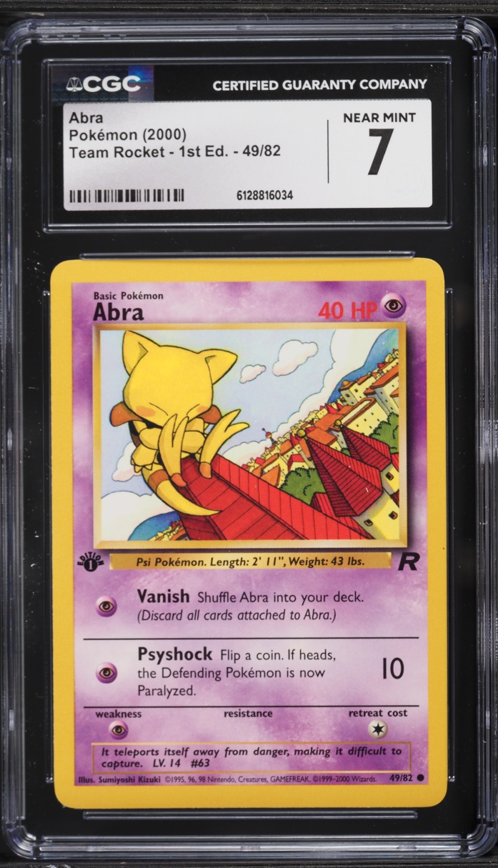 2000 Pokemon Team Rocket 1st Edition Abra #49 CGC 7 NRMT