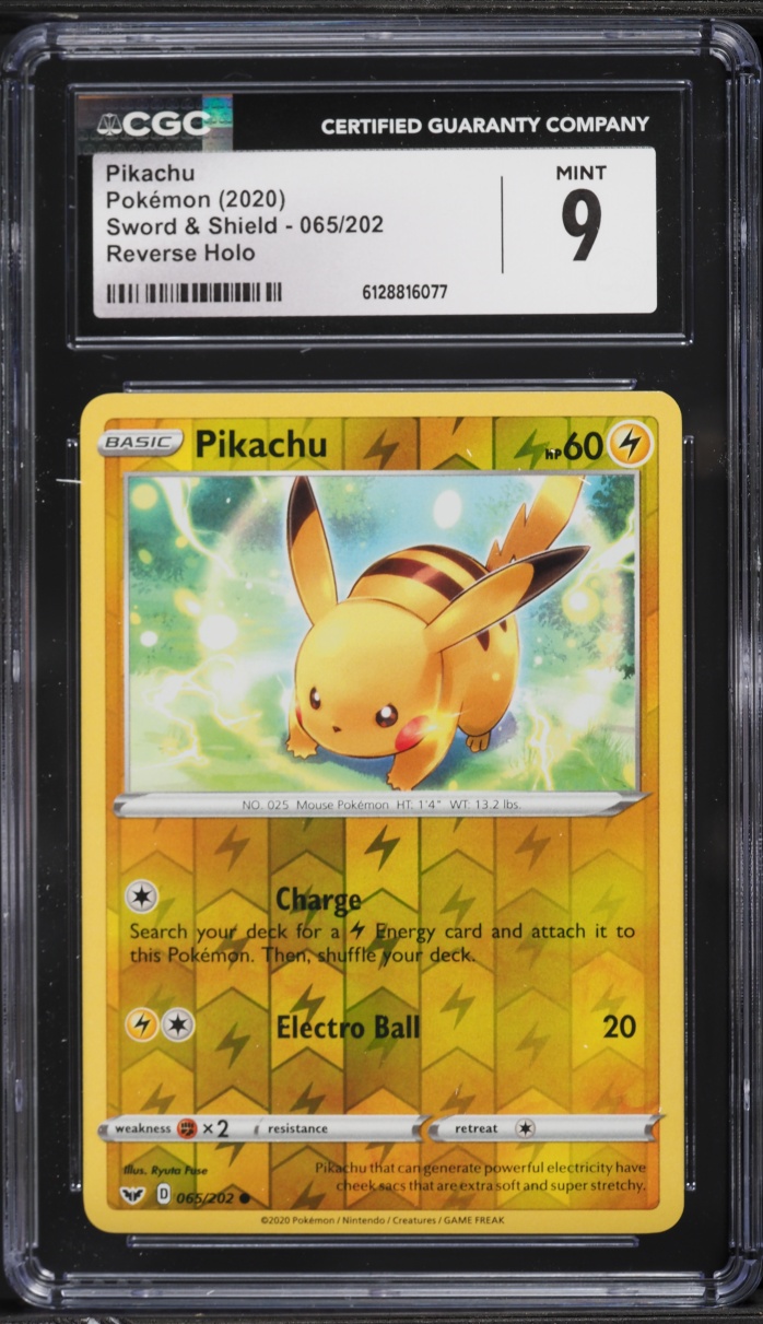 2020 Pokemon Sword & Shield Reverse Holo Pikachu #65 CGC 9 MINT