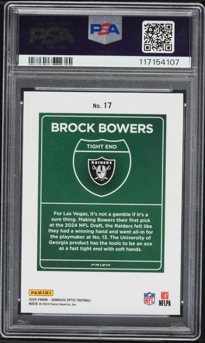 2024 Donruss Optic Downtown Brock Bowers ROOKIE #17 PSA 10 GEM MINT