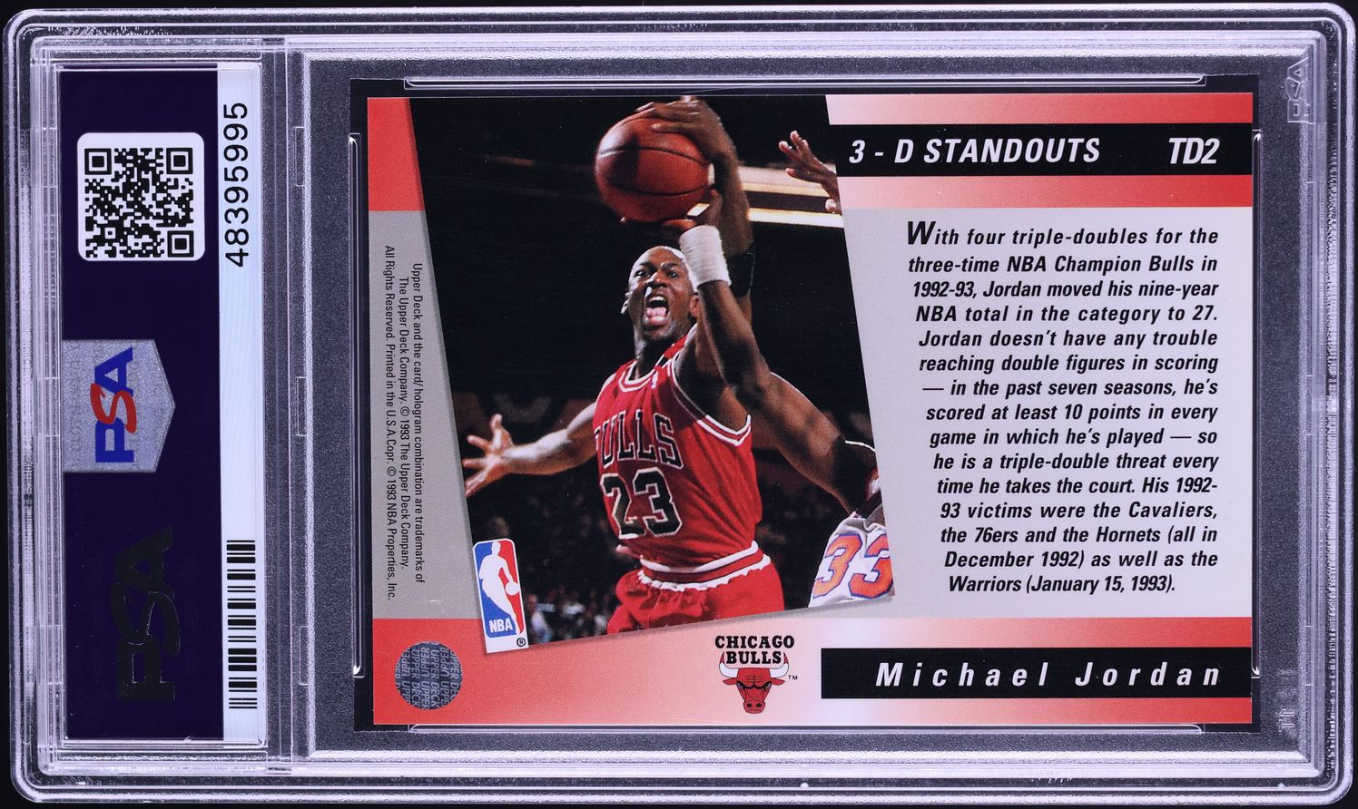 1993 Upper Deck Triple Double Michael Jordan #TD2 PSA 10 GEM MINT