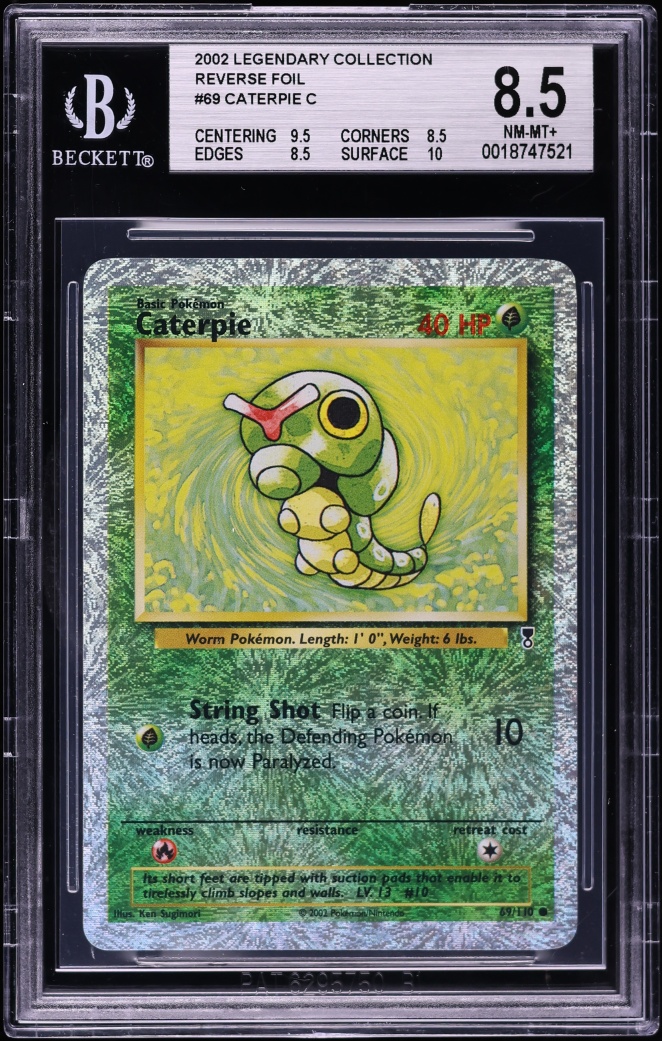 2002 Pokemon Legendary Collection Reverse Holo Caterpie #69 BGS 8.5 NM-MT+