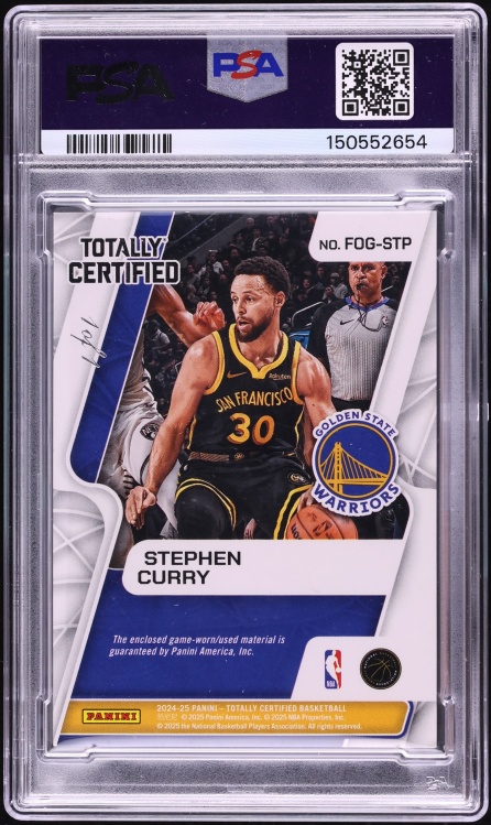 2024 Totally Certified Fabric Of The Game Mirror Platinum Black Stephen Curry PATCH 1/1 PSA 6 - Photo 2