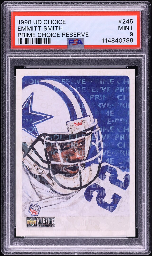 1998 UD Choice Prime Choice Reserve Emmitt Smith /100 #245 PSA 9 MINT