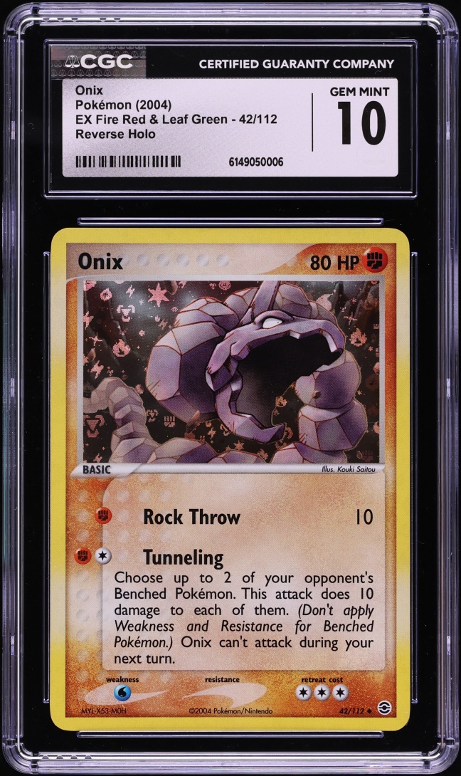 2004 Pokemon EX Fire Red & Leaf Green Reverse Holo Onix #42 CGC 10 GEM MINT