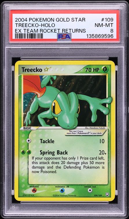 2004 Pokemon EX Team Rocket Returns Holo Gold Star Treecko #109 PSA 8 NM-MT