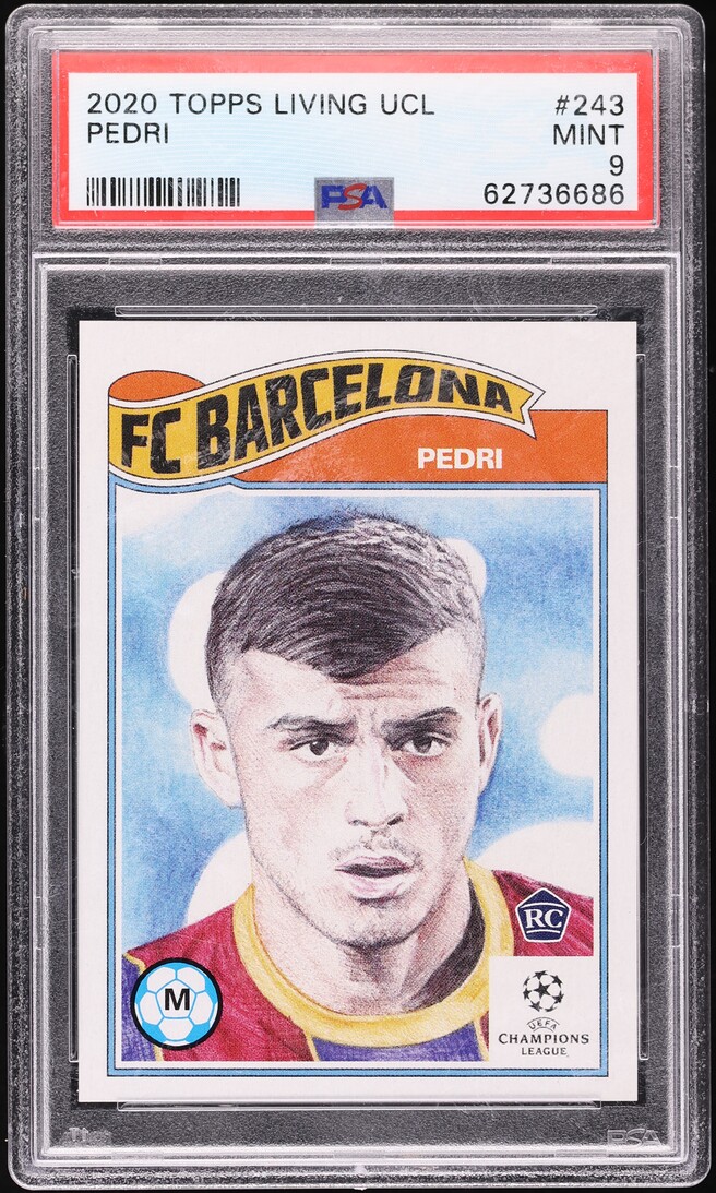 2020 Topps Living UEFA Champions League Pedri ROOKIE #243 PSA 9 MINT