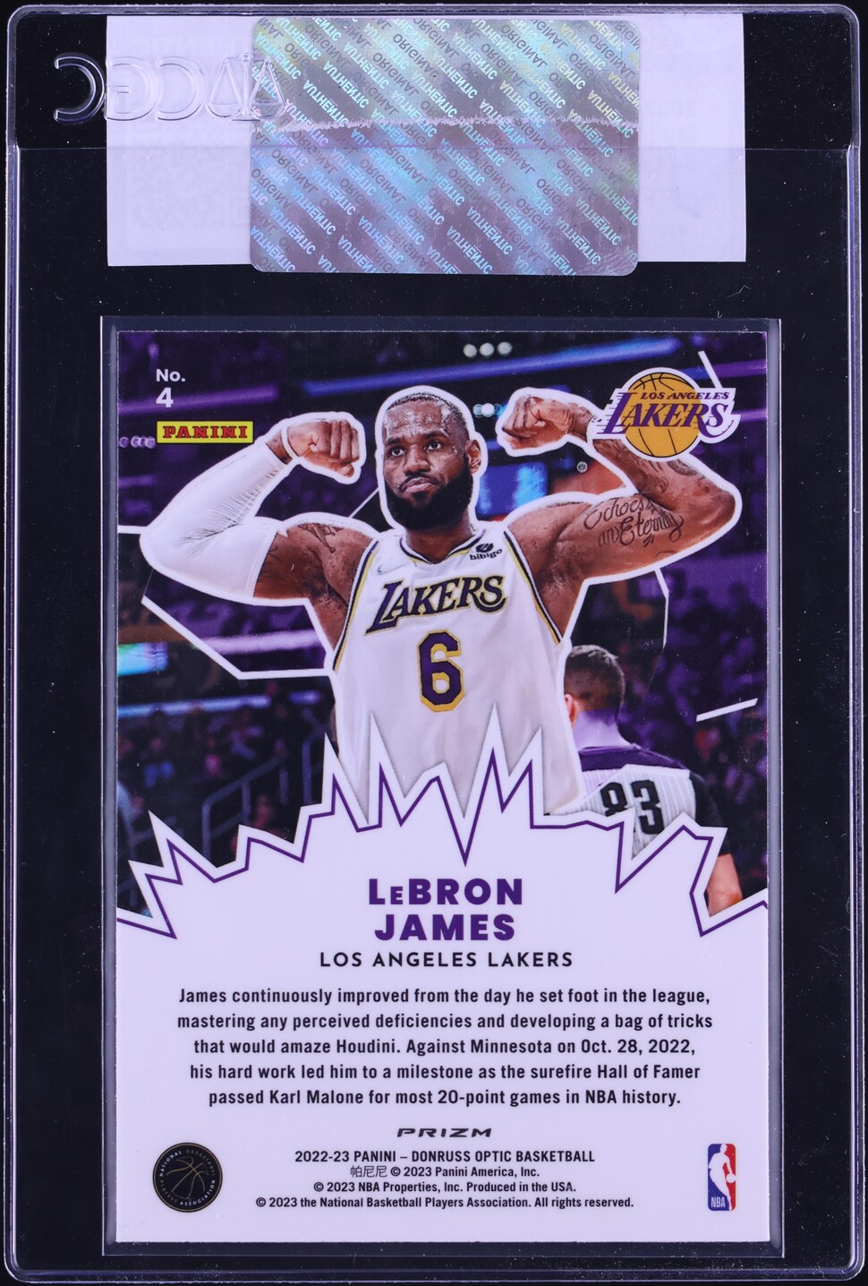 2022 Donruss Optic My House Purple LeBron James #4 CGC AUTH