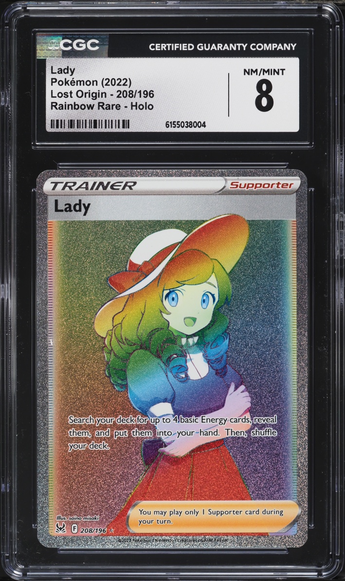 2022 Pokemon Sword & Shield Lost Origin Rainbow Rare Lady #208 CGC 8 NM-MT