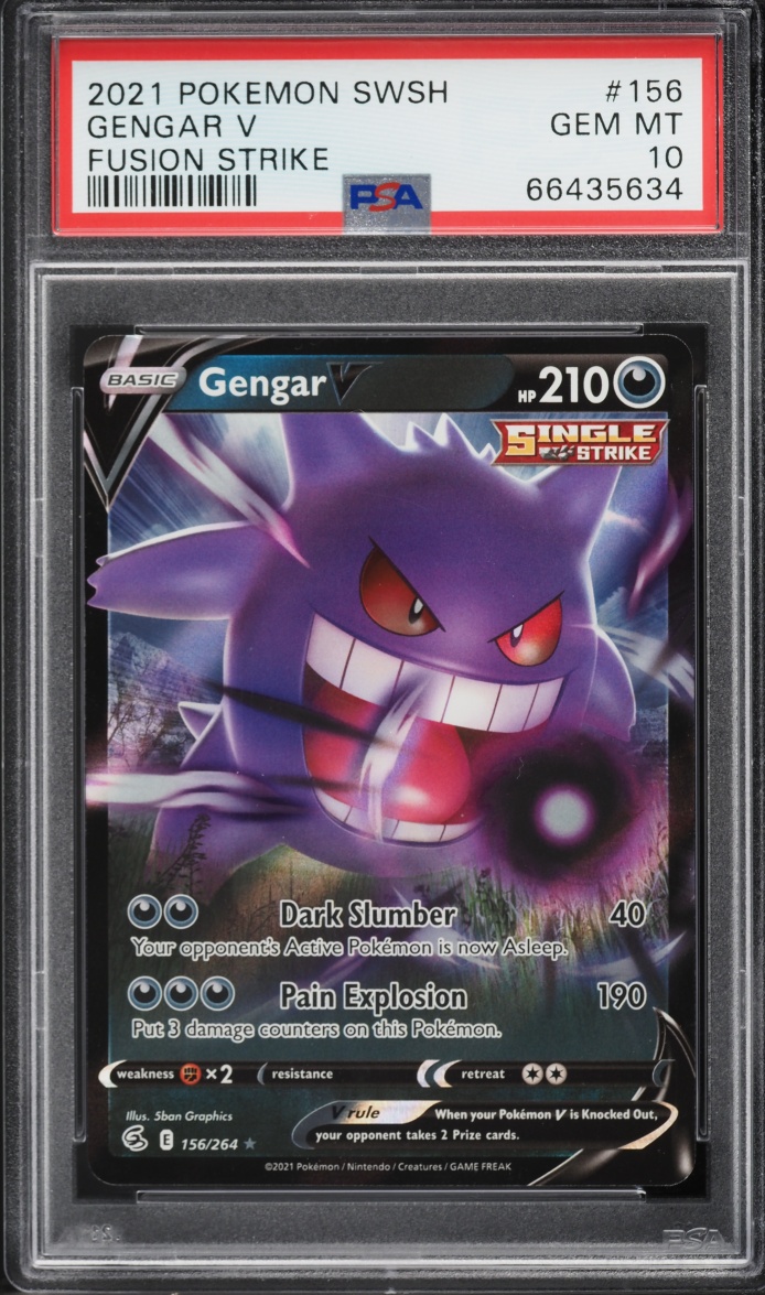 2021 Pokemon Sword & Shield Fusion Strike Holo Gengar V #156 PSA 10 GEM MINT