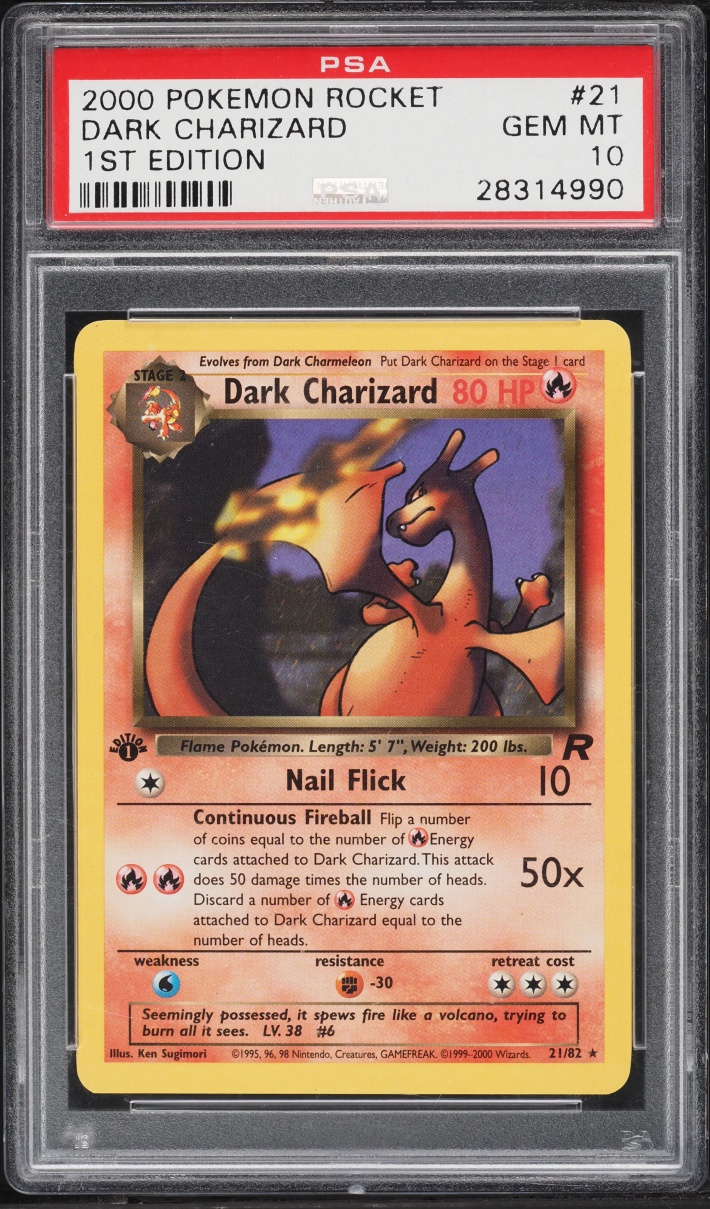 2000 Pokemon Team Rocket 1st Edition Dark Charizard #21 PSA 10 GEM MINT