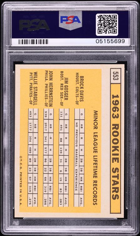 1963 Topps Willie Stargell ROOKIE #553 PSA 9 MINT