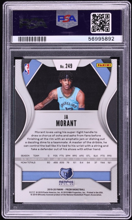 2019 Panini Prizm Ja Morant ROOKIE #249 PSA 9 MINT