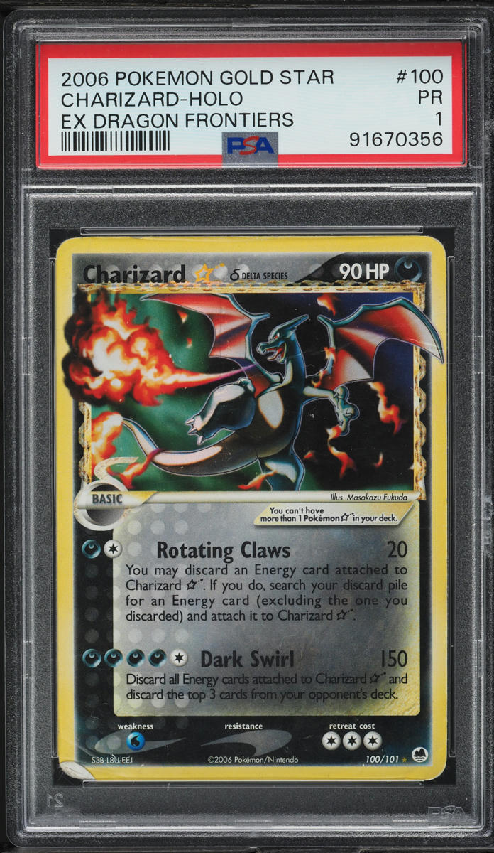 2006 Pokemon EX Dragon Frontiers Holo Charizard Gold Star #100 PSA 1 PR