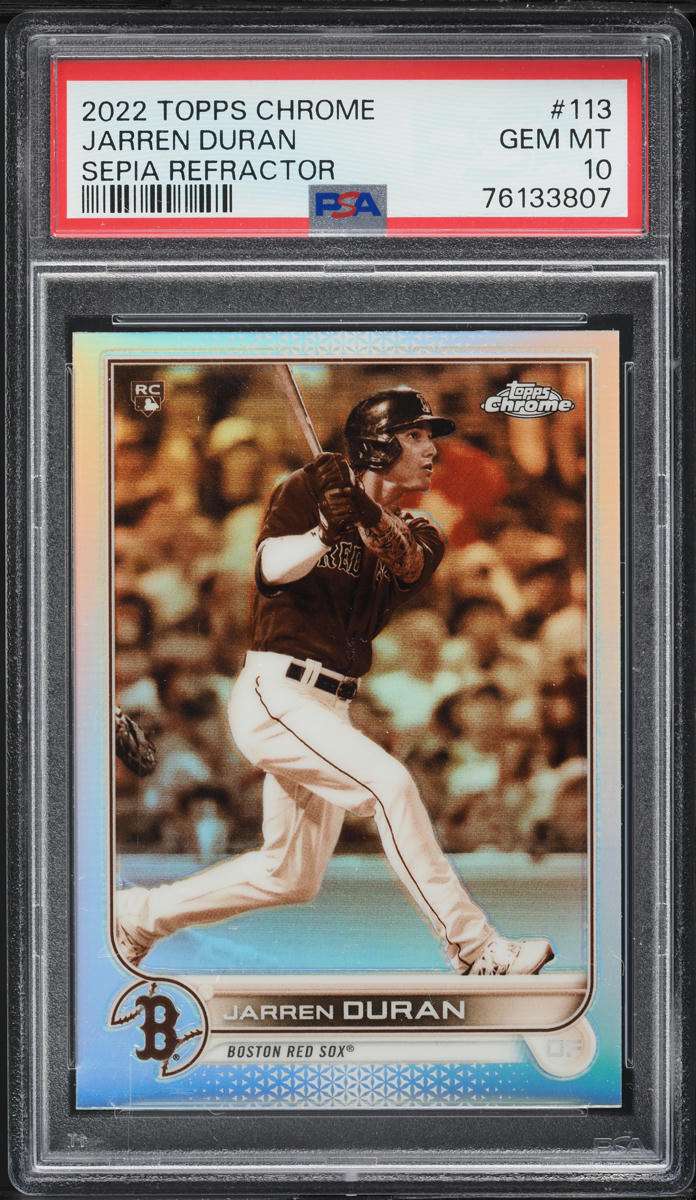2022 Topps Chrome Sepia Refractor Jarren Duran ROOKIE #113 PSA 10 GEM MINT
